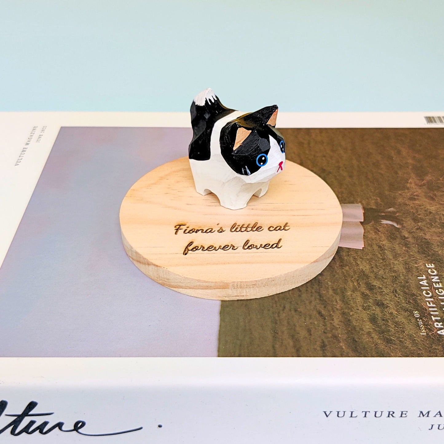Zea Post Hand-Carved Wooden Cats, Personalized Gift for Cat Lovers