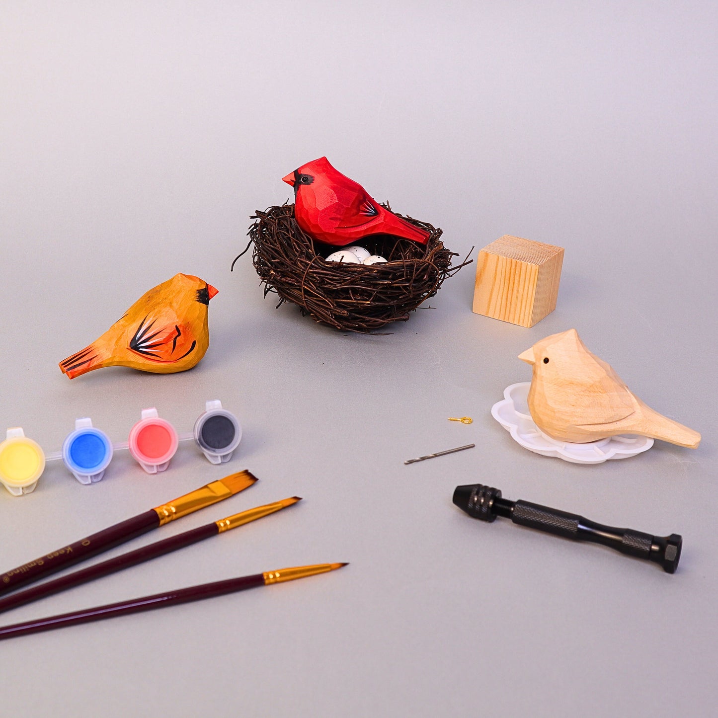 Zea Post Hand-Carved Cardinal Bird DIY Painting Kit – Nature-Inspired Decor & Gifts