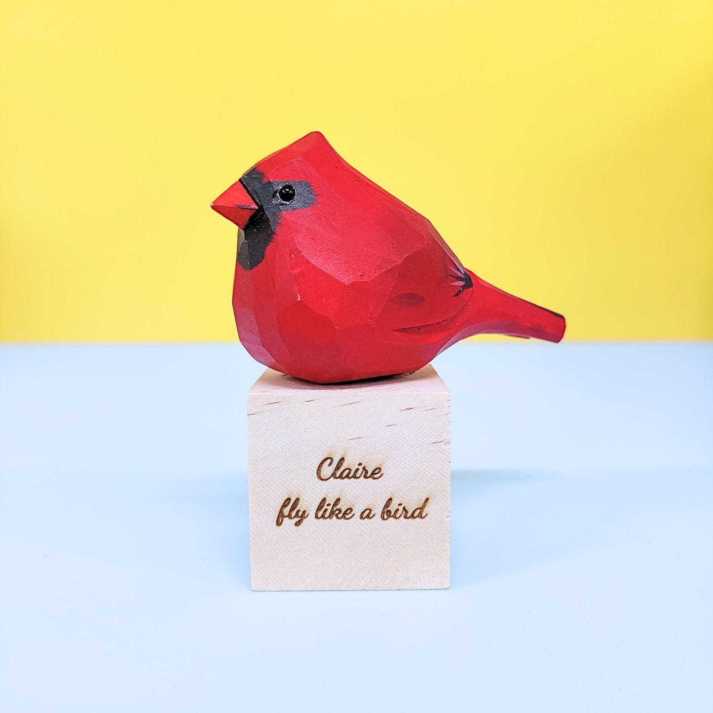 Zea Post Hand Carved Cardinal Bird, Unique Gift for Loved Ones
