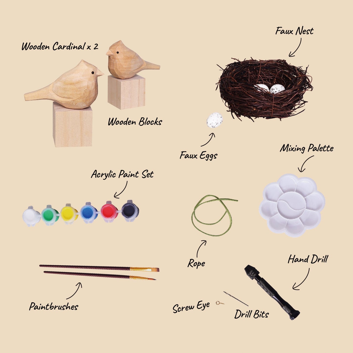Zea Post Hand-Carved Cardinal Bird DIY Painting Kit – Nature-Inspired Decor & Gifts