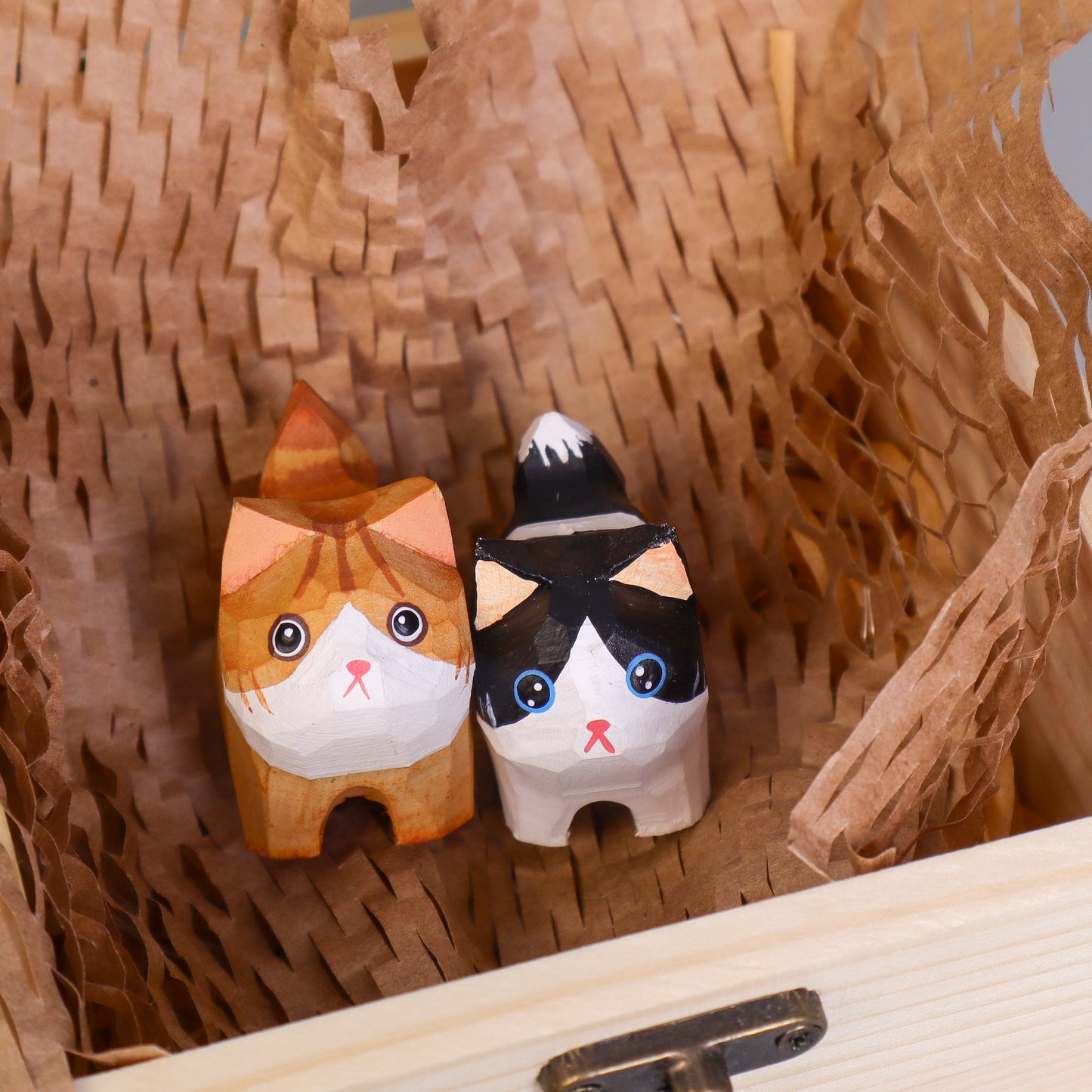 Zea Post Hand-Carved Wooden Cats, Personalized Gift for Cat Lovers