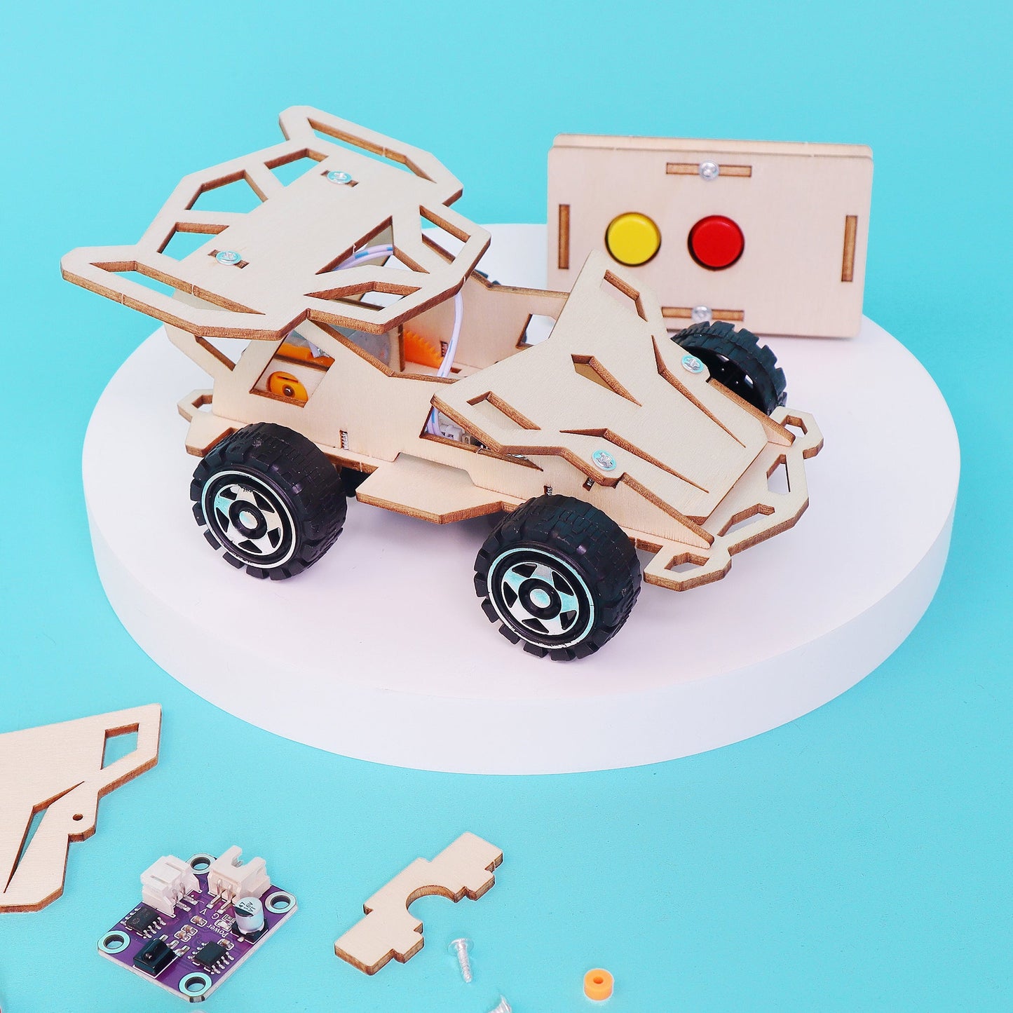 Zea Post Infrared Remote Controlled Car DIY Kit, Educational STEM Toy
