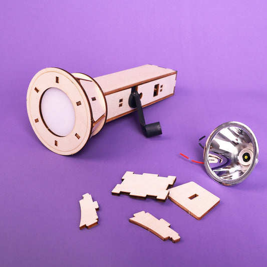 Zea Post Hand-Crank Flashlight DIY Kit, Educational STEM Toy