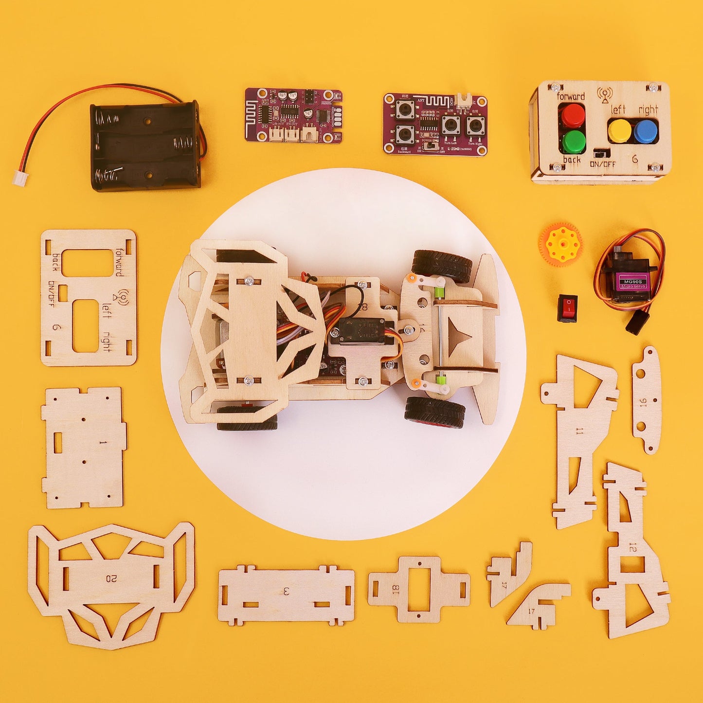 Zea Post Steering Remote-Controlled Car DIY Kit, Educational STEM Toy