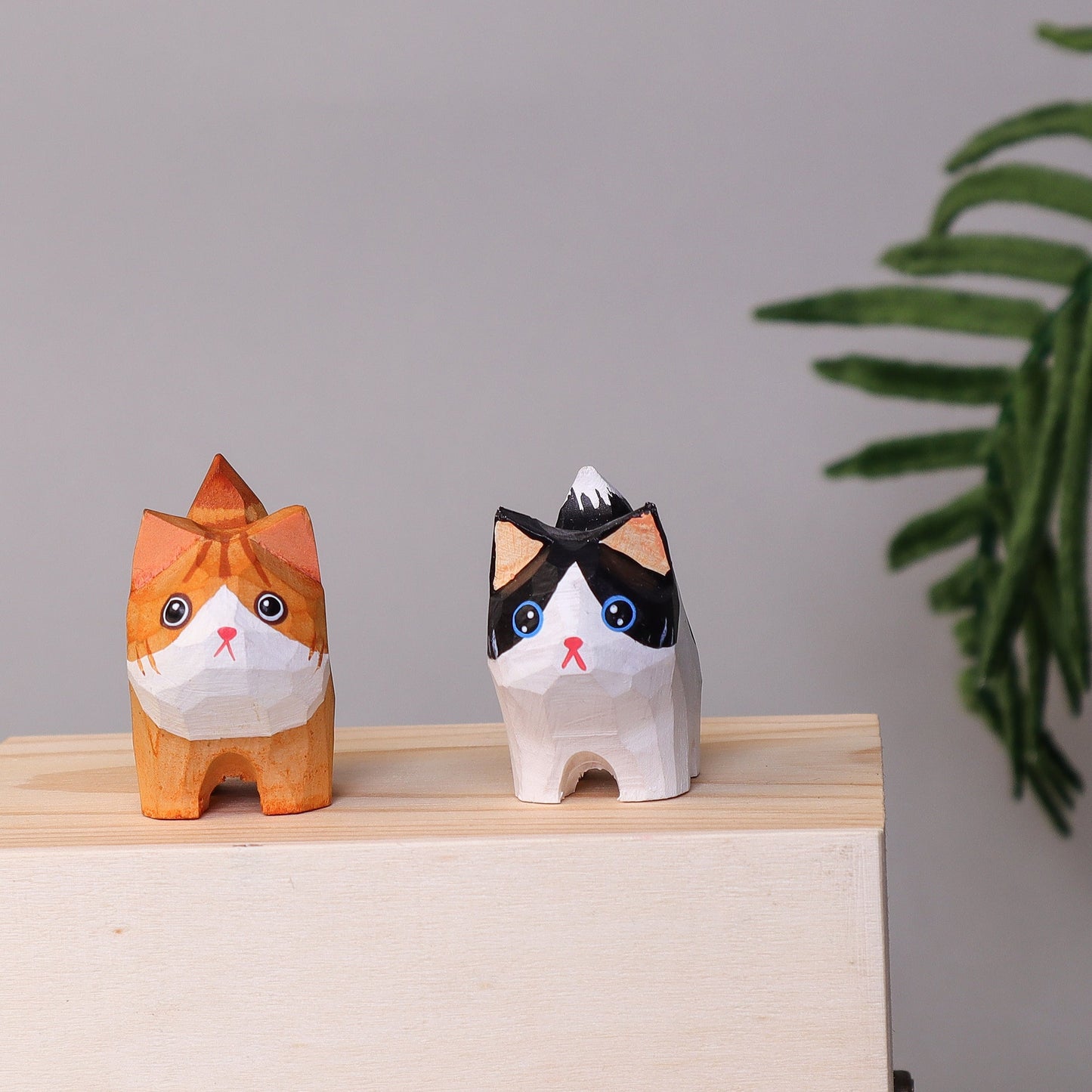 Zea Post Hand-Carved Wooden Cats, Personalized Gift for Cat Lovers