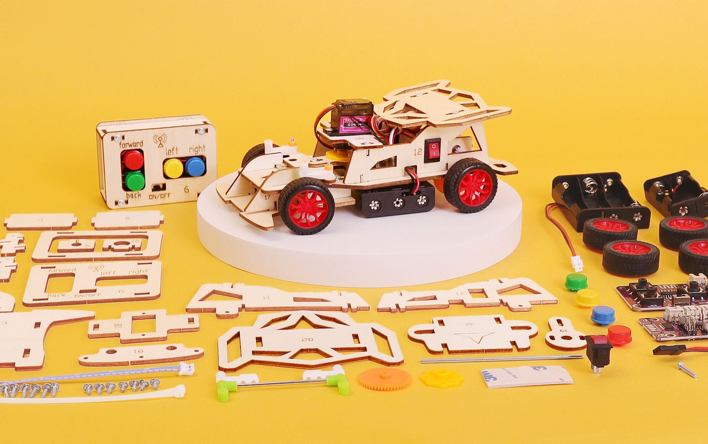 Zea Post Steering Remote-Controlled Car DIY Kit, Educational STEM Toy
