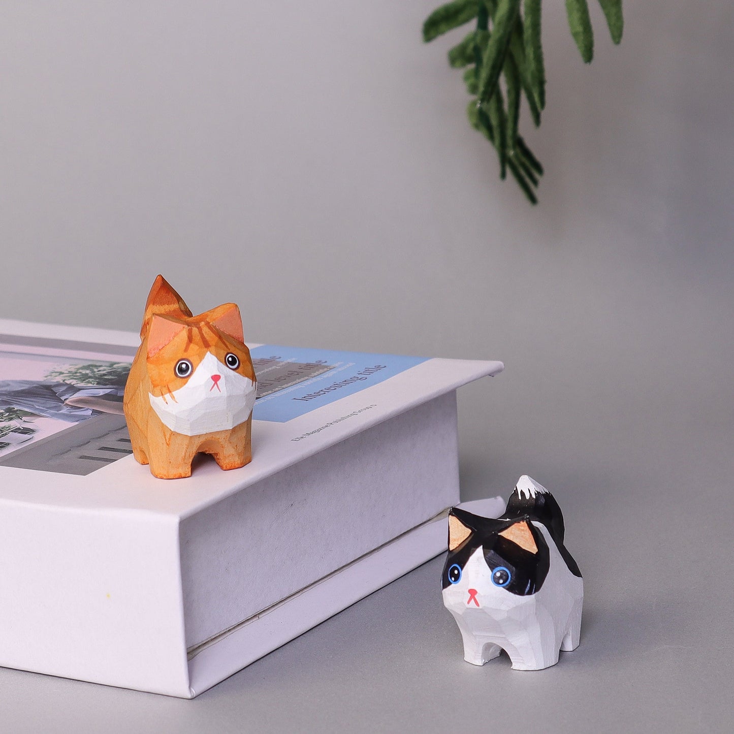 Zea Post Hand-Carved Wooden Cats, Personalized Gift for Cat Lovers