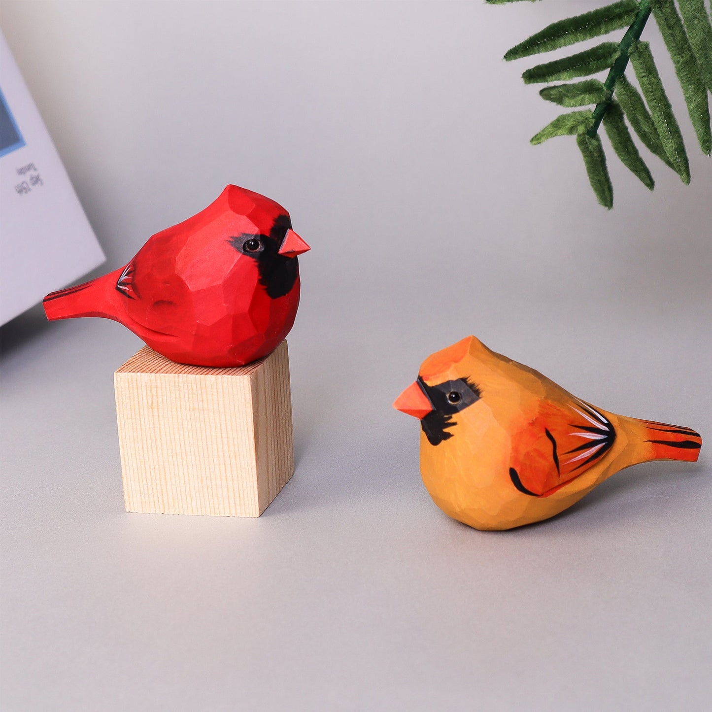 Zea Post Hand Carved Cardinal Bird, Unique Gift for Loved Ones