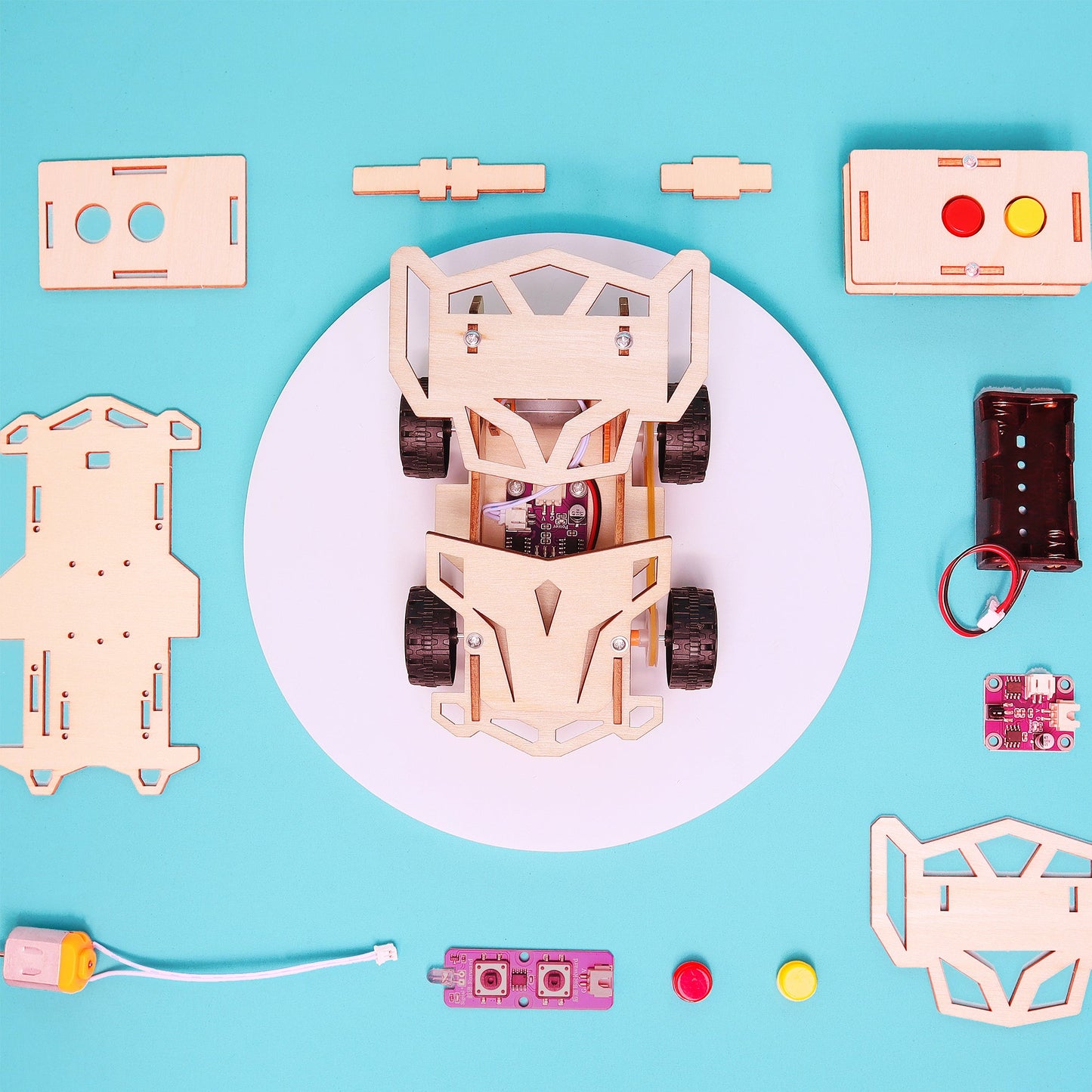Zea Post Infrared Remote Controlled Car DIY Kit, Educational STEM Toy