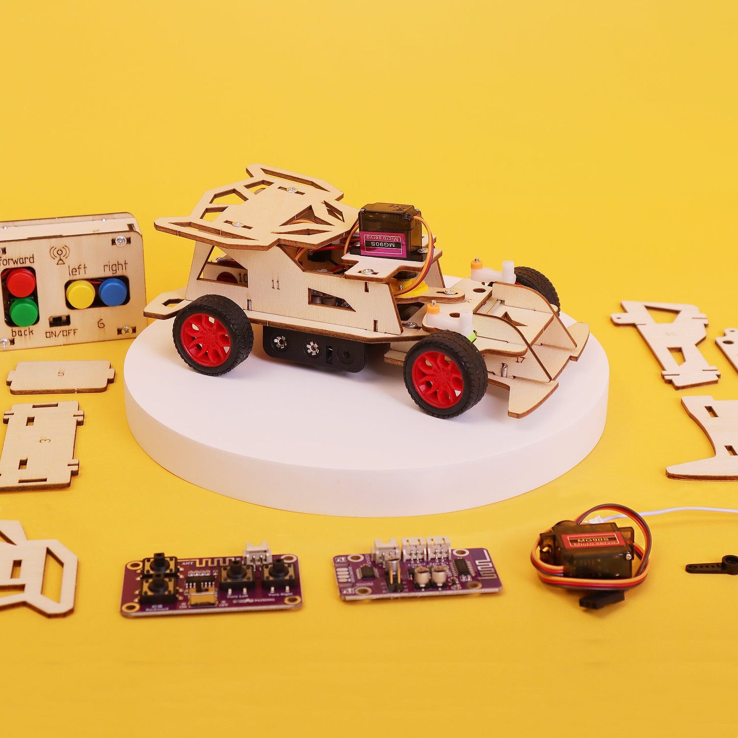 Zea Post Steering Remote-Controlled Car DIY Kit, Educational STEM Toy