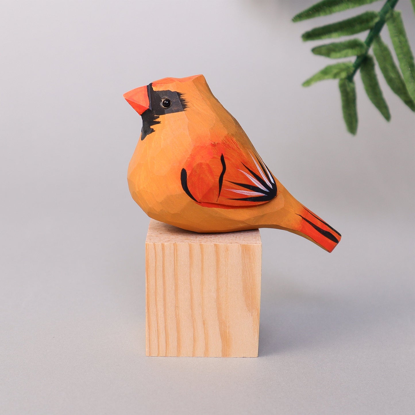 Zea Post Hand Carved Cardinal Bird, Unique Gift for Loved Ones