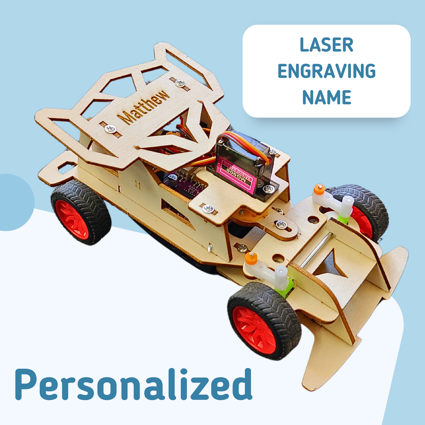 Zea Post Steering Remote-Controlled Car DIY Kit, Educational STEM Toy